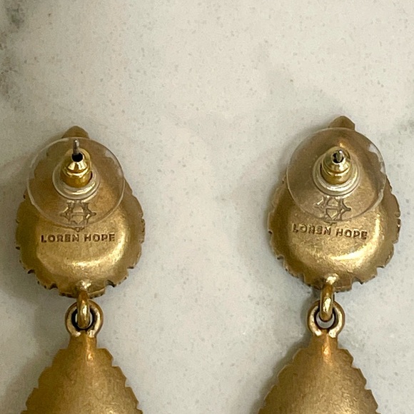 Loren Hope Triple Teardrop Onyx Faceted Crystal Earrings Signed Vintage - Picture 3 of 3